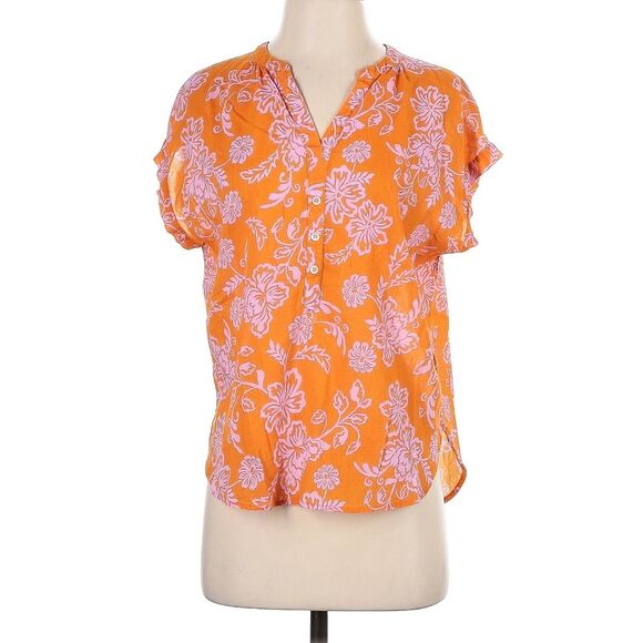 Xirena 100% Cotton Tropicana Button Down Short Sleeve Sun Bright Floral Sam Top - Picture 4 of 9